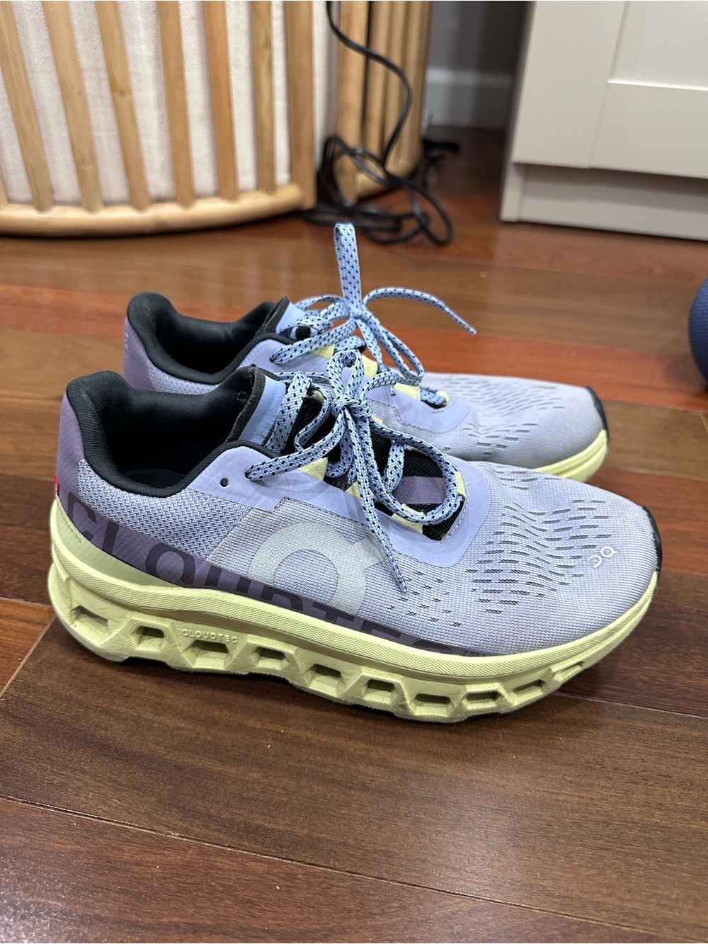 On Running Women's Athletic Shoes in Lavender and Pale Yellow